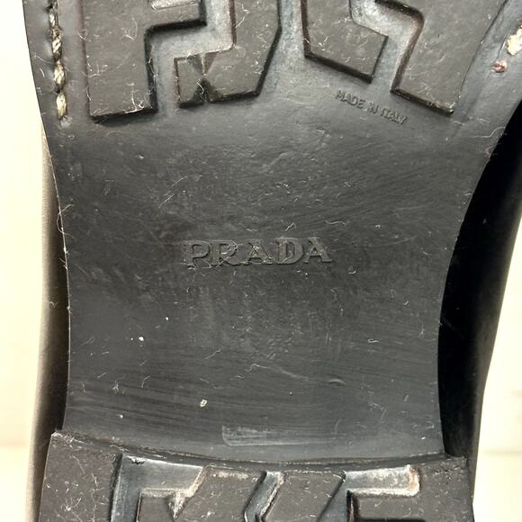 EUC Prada Tyrolean Derby Brushed Leather Split Toe Laced Black Italy UK 9 US 10 - Picture 10 of 12